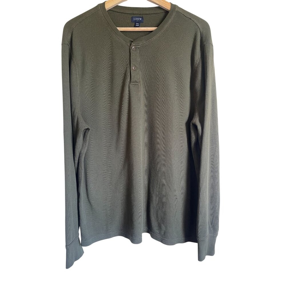 J. Crew Factory CD822 Dark Green Henley Long Sleeve Size XXL